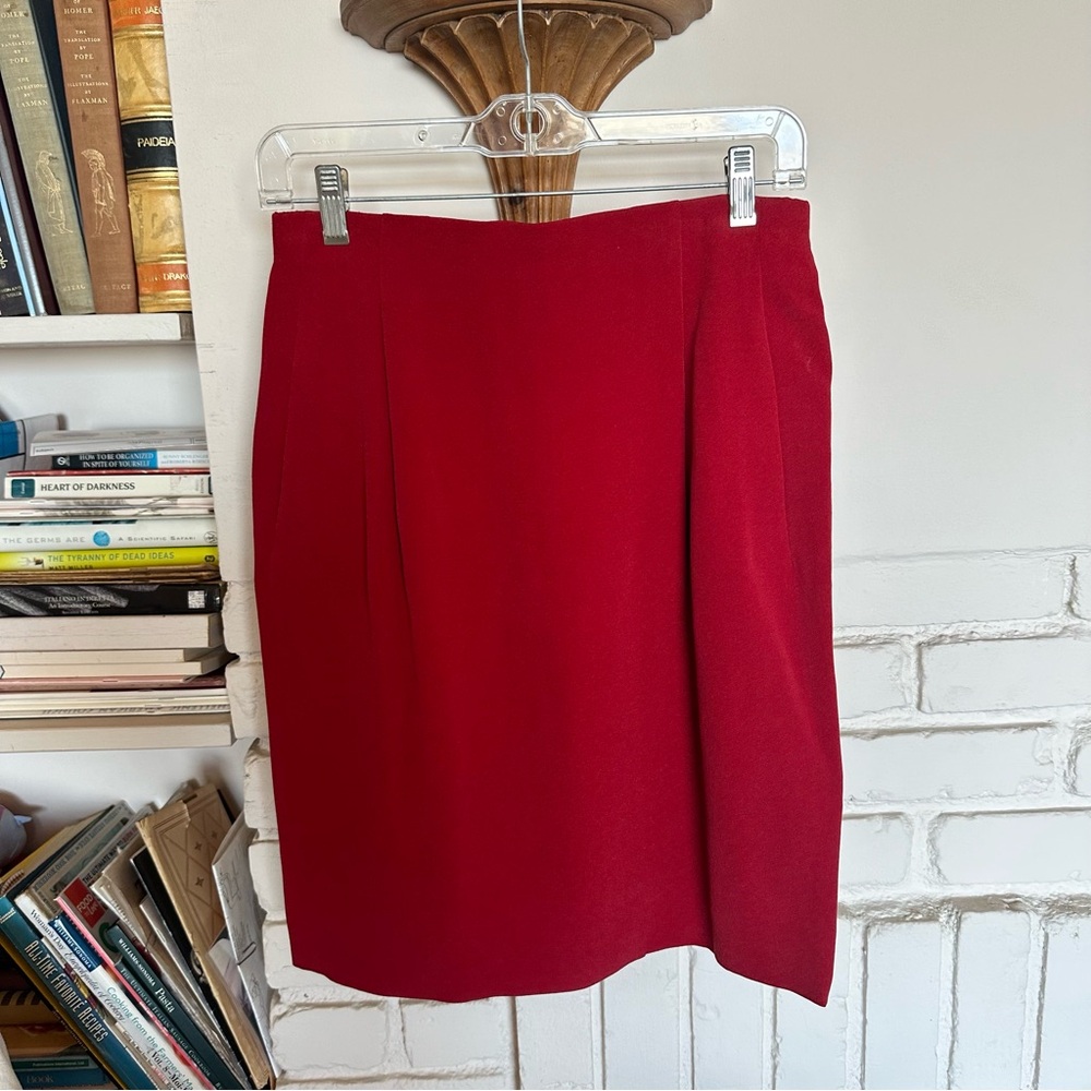 vintage 80s red pencil skirt
